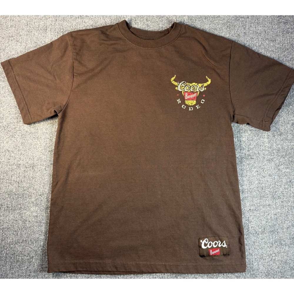 Coors Banquet Rodeo T Shirt Mens Medium Brown Western Beer